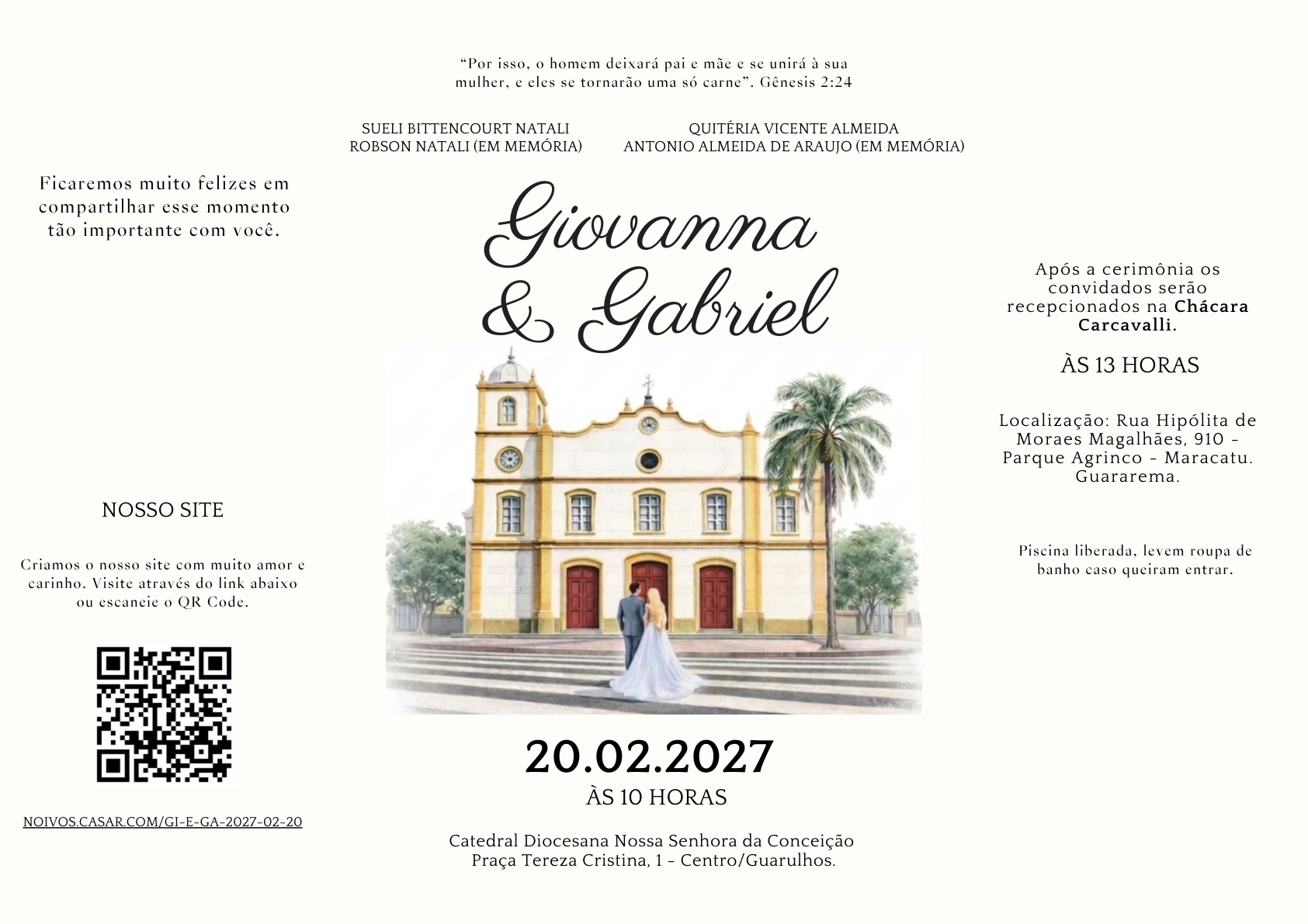 Convite oficial de Giovanna e Gabriel